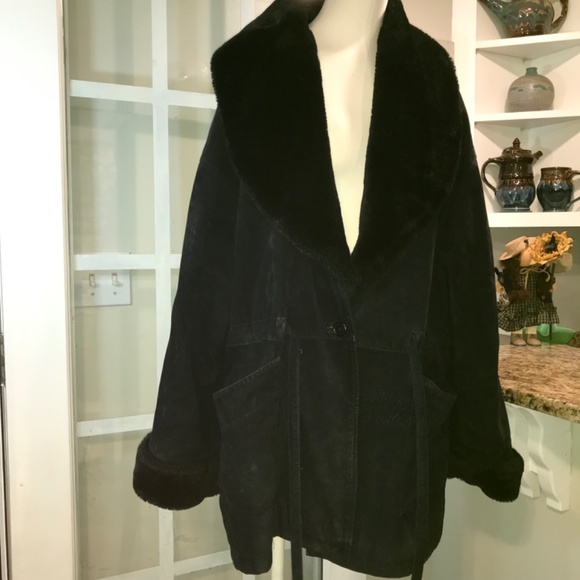 Vintage Charles Klein suede leather faux fur coat - Picture 5 of 16